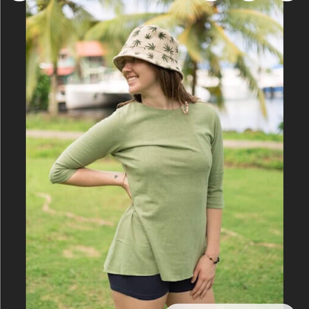 Women's Hemp and Organic Cotton Three Quarter Sleeve Relaxed Fit Top